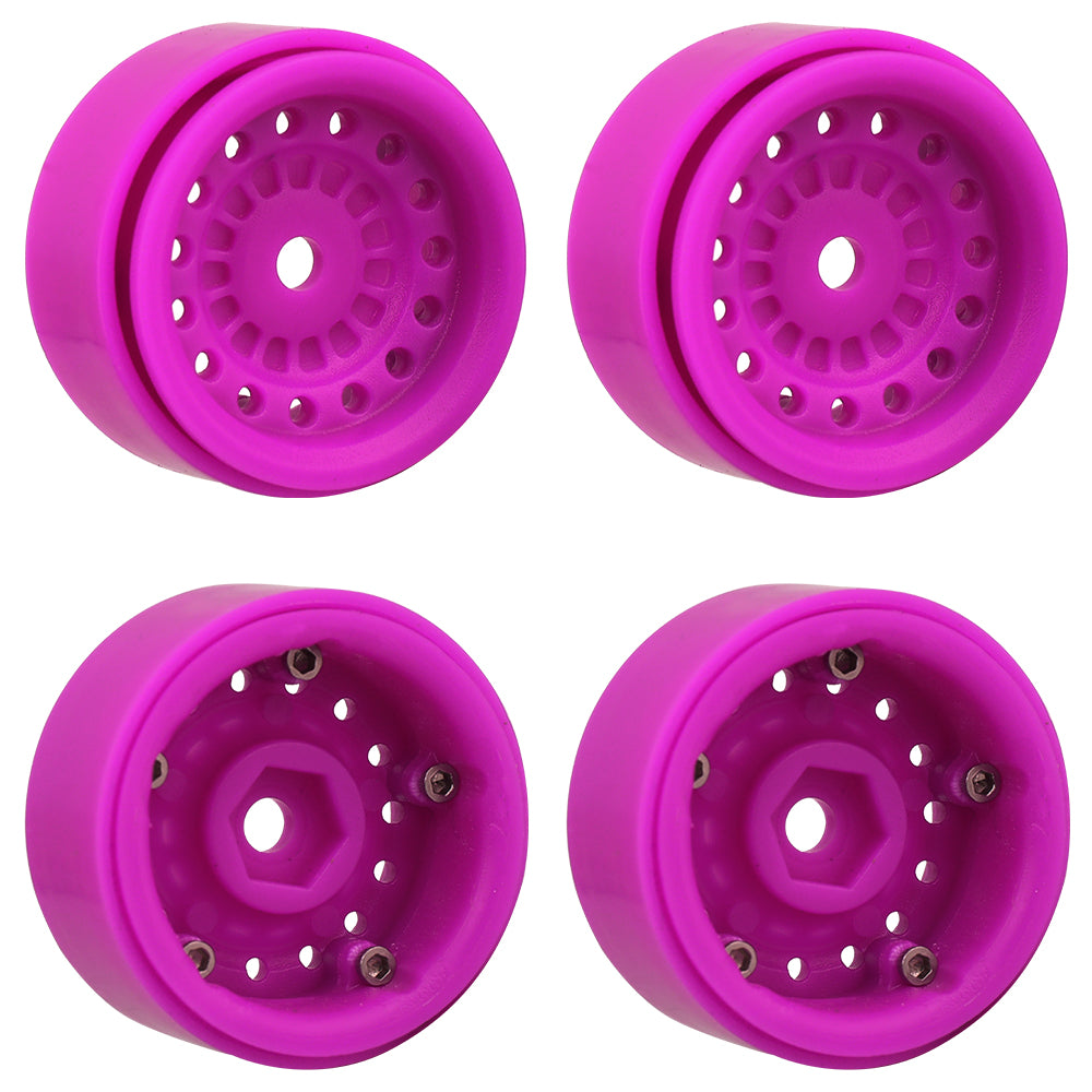 LonZeXy 1.0 inch Plastic Wheel Hub Rims or with Rubber Tires 4PCS For 1/24 SCX24 1/28 RC Off-Road Buggy Mini Model Truck 29.6mm Diameter Colorful RC Car Replacement Parts Style D