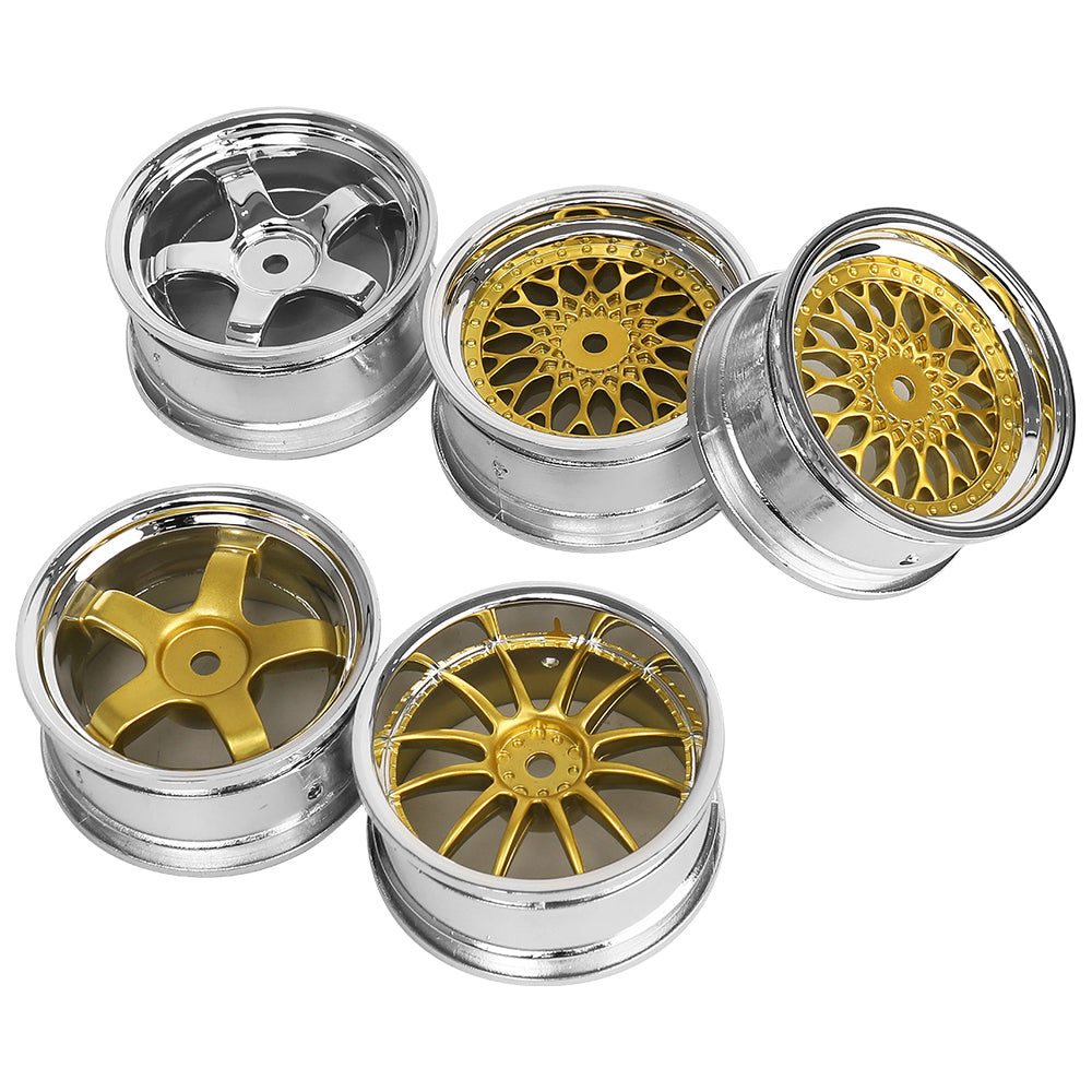 1/10 RC On-Road Drift Car Electroplated Plastic Wheel Rims 4 Styles Multi Color 12mm Hex Empty Hubs RC Modification Parts