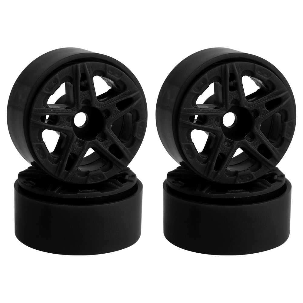 LonZeXy 1.0 inch Plastic Wheel Hub Rims or with Rubber Tires 4PCS For 1/24 SCX24 1/28 RC Off-Road Buggy Mini Model Truck 29.6mm Diameter Colorful RC Car Replacement Parts Style K