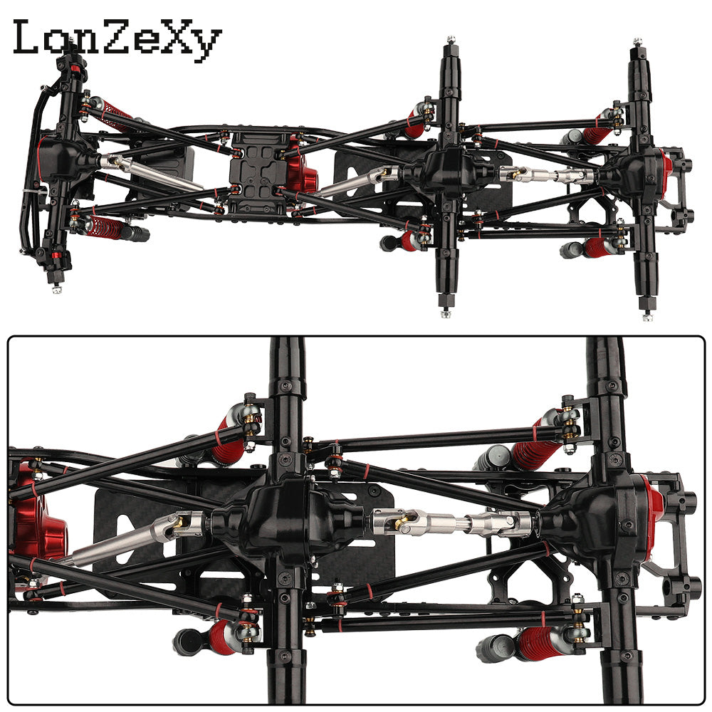 LONZEXY Wheelbase 450mm  6x6 Frame Set +Transmission Front Middle Rear Axle for SCX10