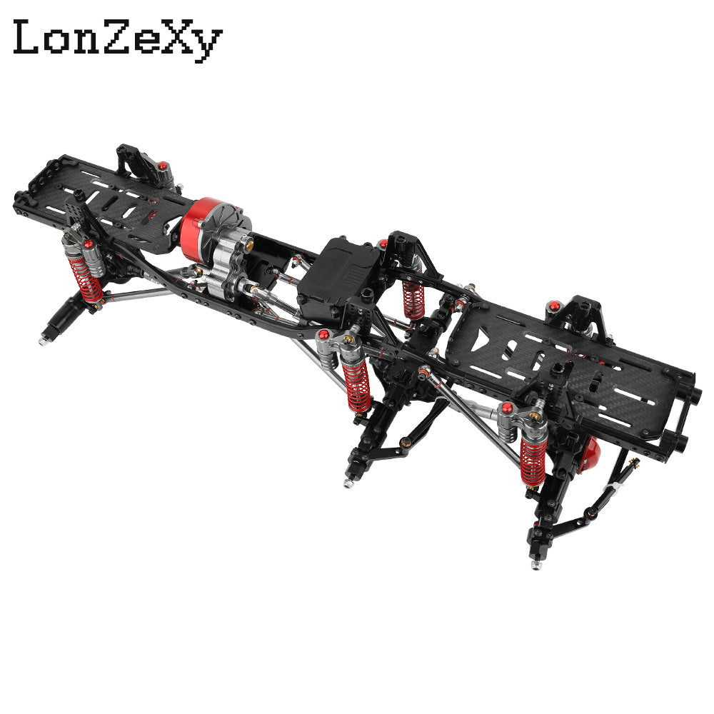 LONZEXY DIY 6x6 Frame+2 Front Steering Axles+Middle Axle Transmission 2 Battery Trays for SCX10