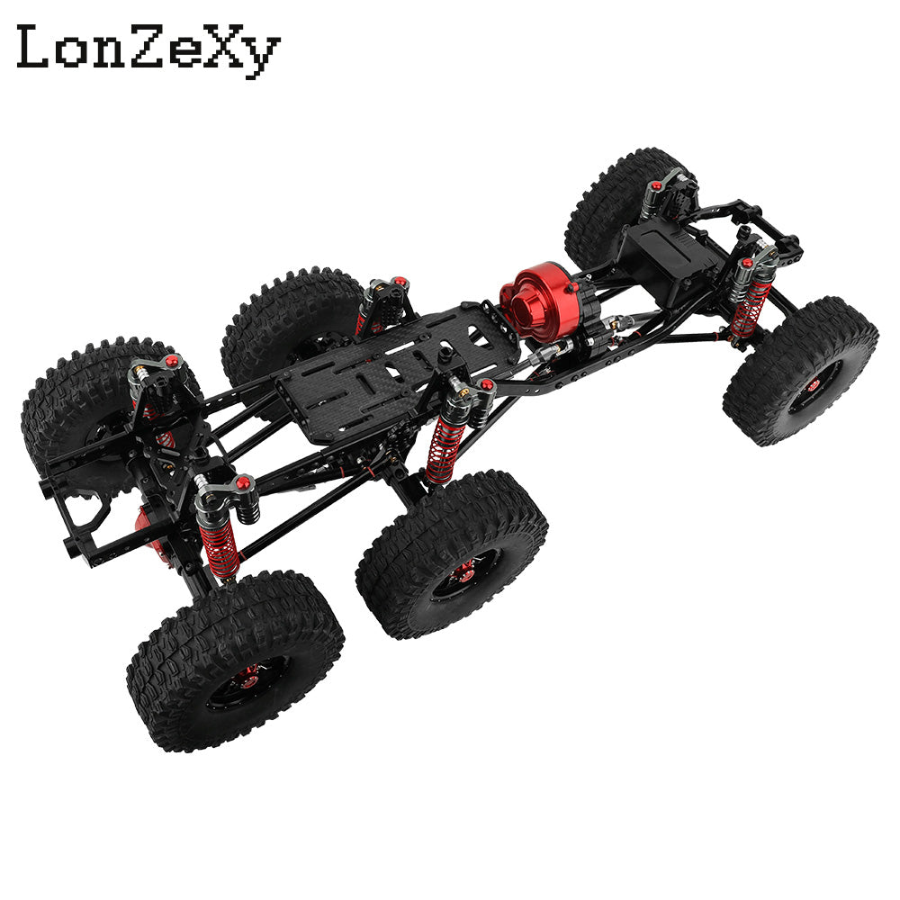LONZEXY Wheelbase 450mm  6x6 Frame Set +Transmission Front Middle Rear Axle for SCX10