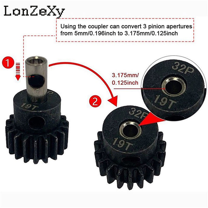 LONZEXY Metal 3.17mm to 5mm Shaft Adapter 3pcs