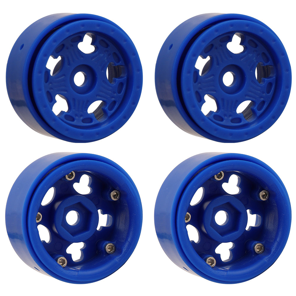 LonZeXy 1.0 inch Plastic Wheel Hub Rims or with Rubber Tires 4PCS For 1/24 SCX24 1/28 RC Off-Road Buggy Mini Model Truck 29.6mm Diameter Colorful RC Car Replacement Parts Style E