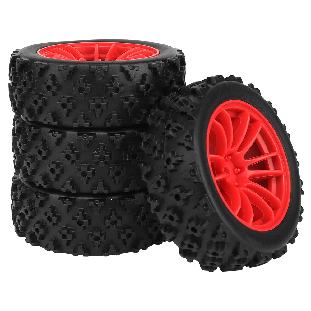 1/10 RC Off-Road Buggy Wheels 34.2g Knobby All-Terrain Rubber Tires Multi Color Plastic Rims 12mm Hex RC Upgrade Parts