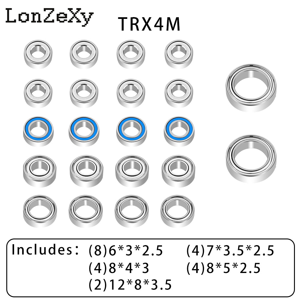 LONZEXY Sealed Steel Bearing Kit (22 pcs) for 1/18 TRX4M
