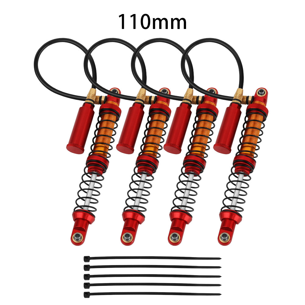 LonZeXy 4PCS Remote Reservoir Dual Spring Negative Pressure Shock Absorber 70/80/90/100/110/120mm Oil Damper For Axial SCX10 TRX4 TRX6 Wraith 1/10 RC Crawler Upgrade Parts