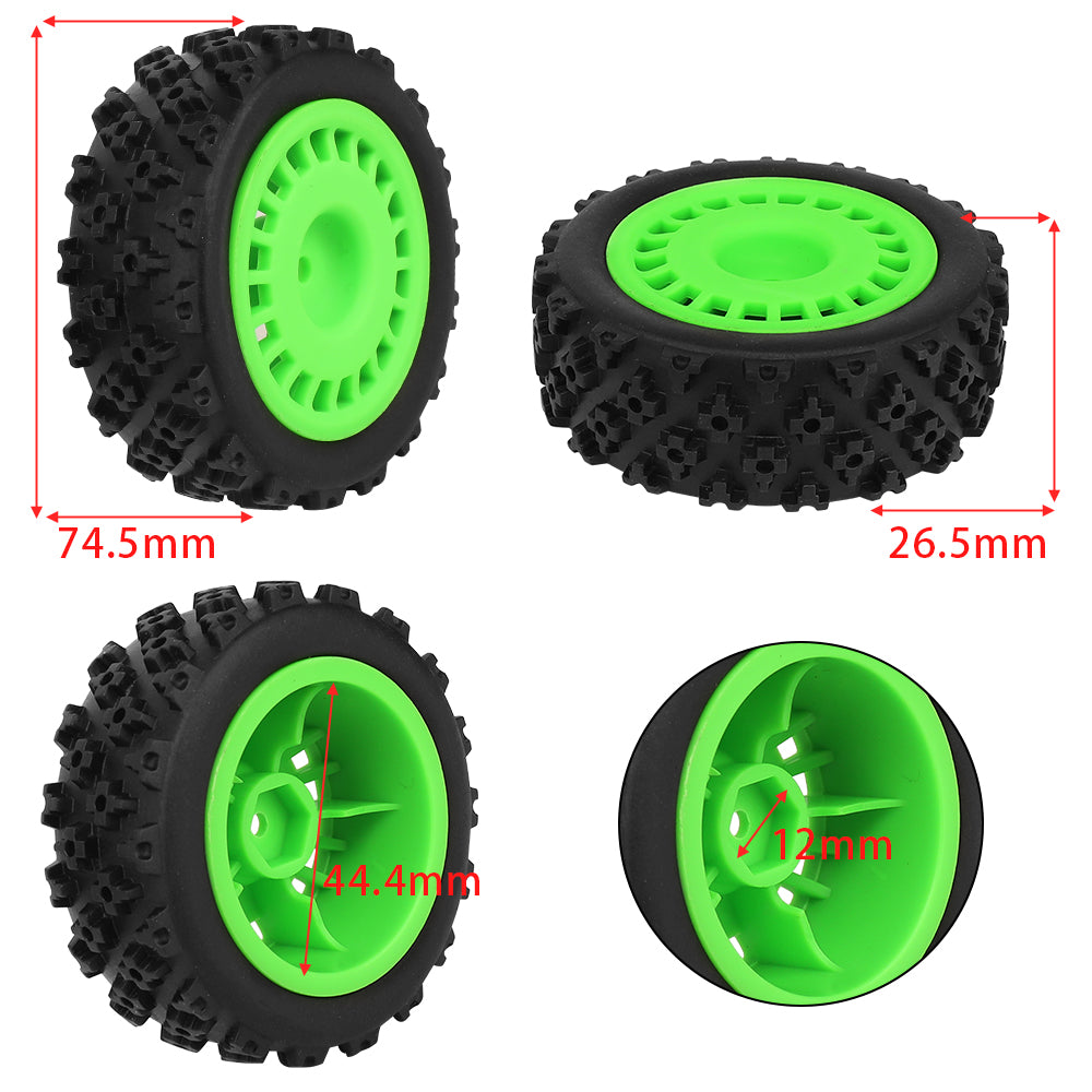 1/10 RC Off-Road Buggy Wheels 38.4g Knobby Rubber Tires Multi Color Rim RC Car Upgrade Parts