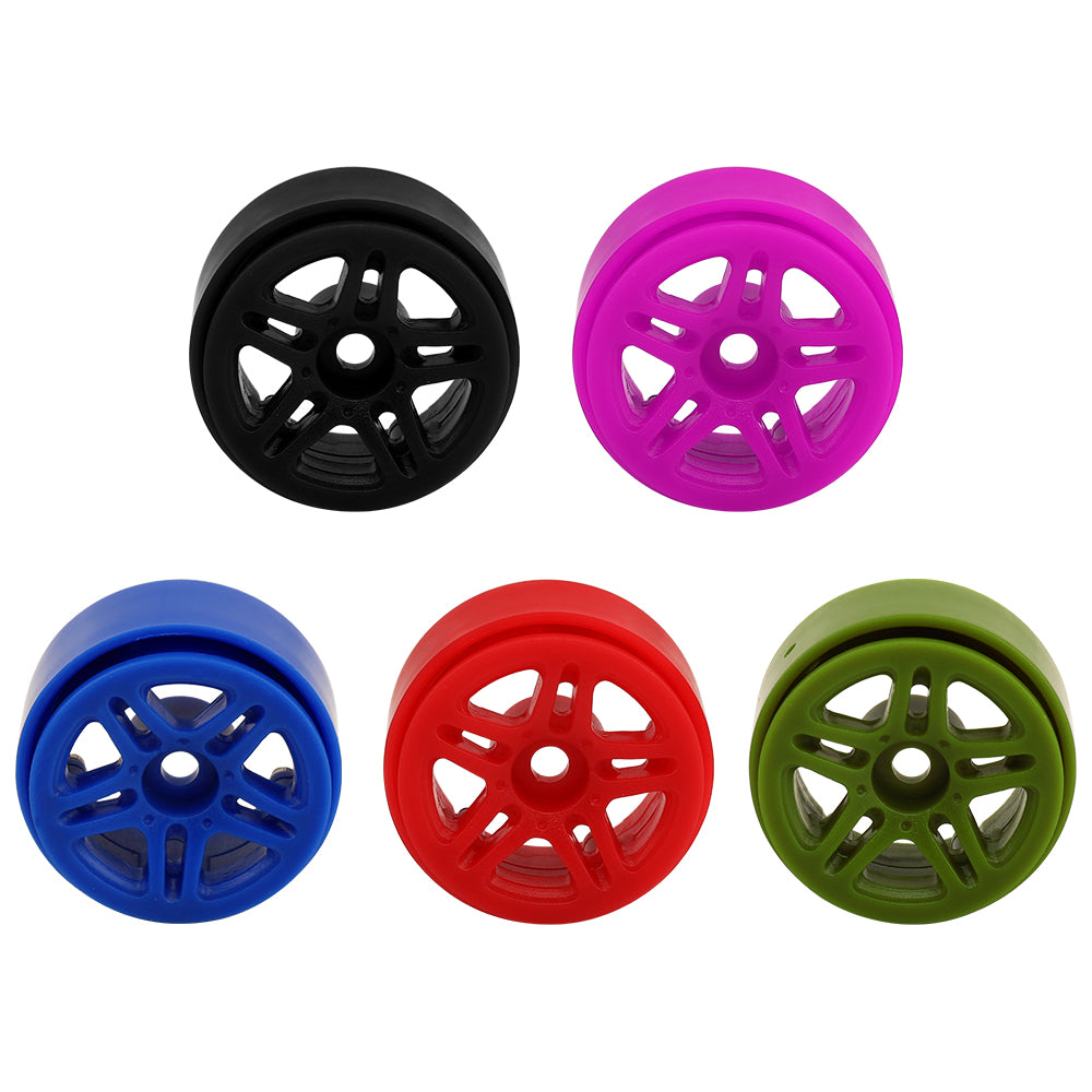 LonZeXy 1.0 inch Plastic Wheel Hub Rims or with Rubber Tires 4PCS For 1/24 SCX24 1/28 RC Off-Road Buggy Mini Model Truck 29.6mm Diameter Colorful RC Car Replacement Parts Style M