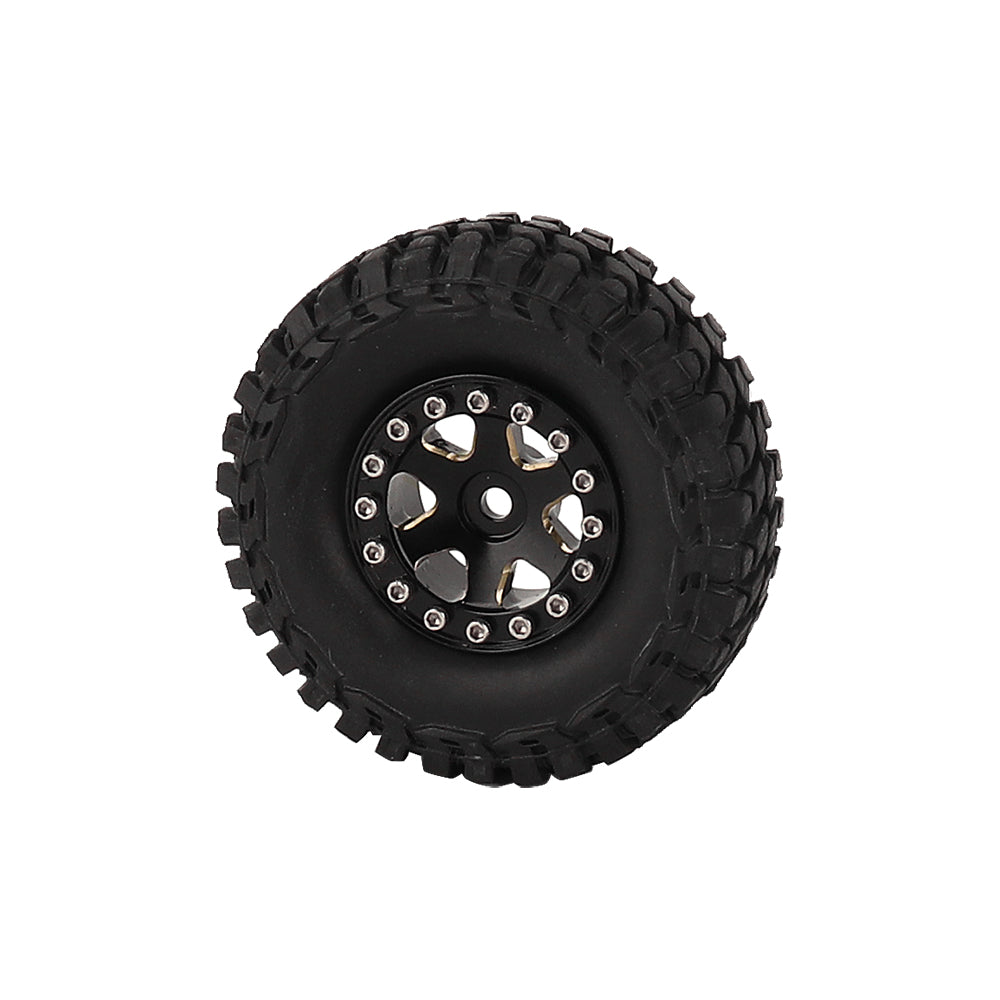 LonZeXy 1/18 1/24 RC Crawler Brass Wheel Rims 4Pcs Black Gold Heavy Weight Wheel Hub with Rubber Tires RC Car Upgrade Parts