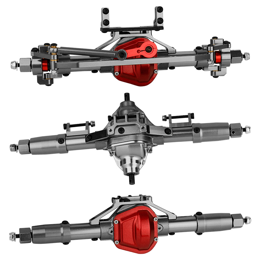 LonZeXy CNC Aluminum Front Middle Rear Axles Complete Set, 38T 13T Hardened Steel Differential Gear Axle Housing For 1/10 Axial SCX10 Gen1 RC Crawler Car Metal Upgrade Accessories