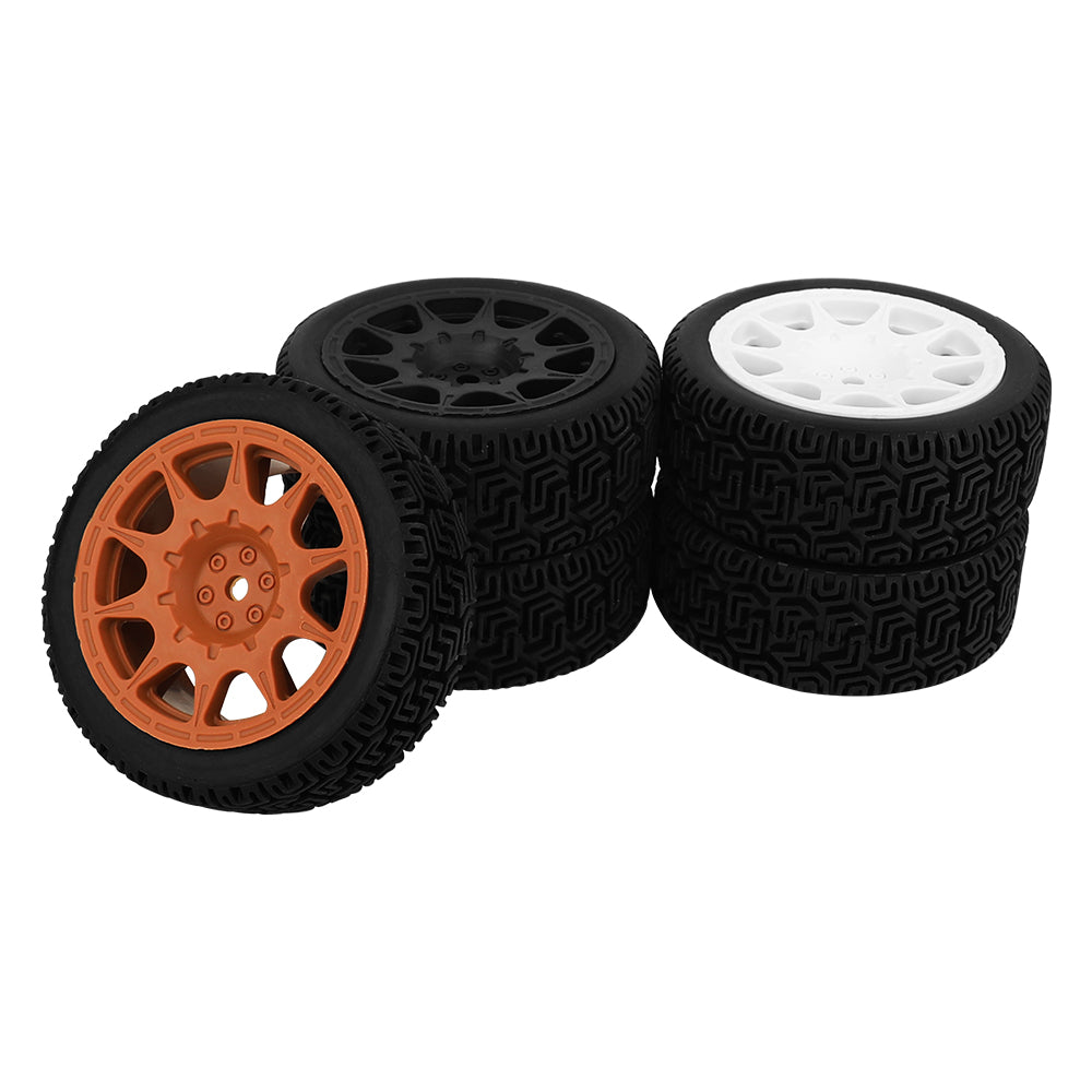 4Pcs 70mm RC Car Rally Tires Type C Nylon Wheel Rims Maze Pattern Rubber Tyres for 1/10 Tamiya TT01 XV02 Kyosho FW06 HSP 94123 On Road Touring Car Upgrade Parts