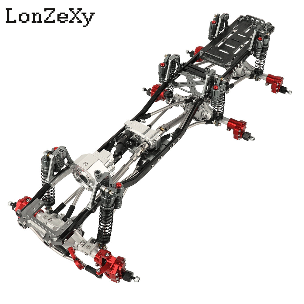 LONZEXY 6x6 RC Frame with Front Middle Rear Axles Gearbox for SCX10 II