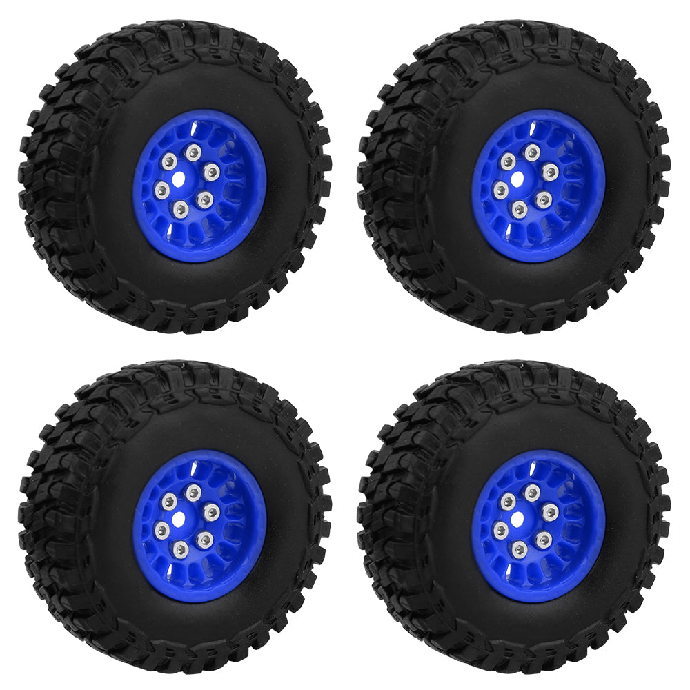 LonZeXy 1.0 inch Plastic Wheel Hub Rims or with Rubber Tires 4PCS For 1/24 SCX24 1/28 RC Off-Road Buggy Mini Model Truck 29.6mm Diameter Colorful RC Car Replacement Parts Style B