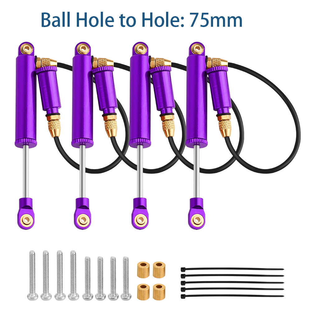 LonZeXy 4PCS Remote Reservoir Negative Pressure Shock Absorber 56/63/68/75/80mm Oil Damper For Traxxas TRX4M 1/18 RC Crawler Car Upgrade Aluminum Suspension Parts