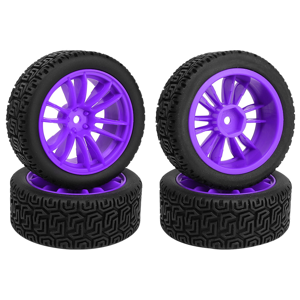 1/10 RC On-Road Buggy Wheels 34.6g All-Terrain Pattern Rubber Tires Multi Color Plastic Rims 12mm Hex RC Upgrade Parts