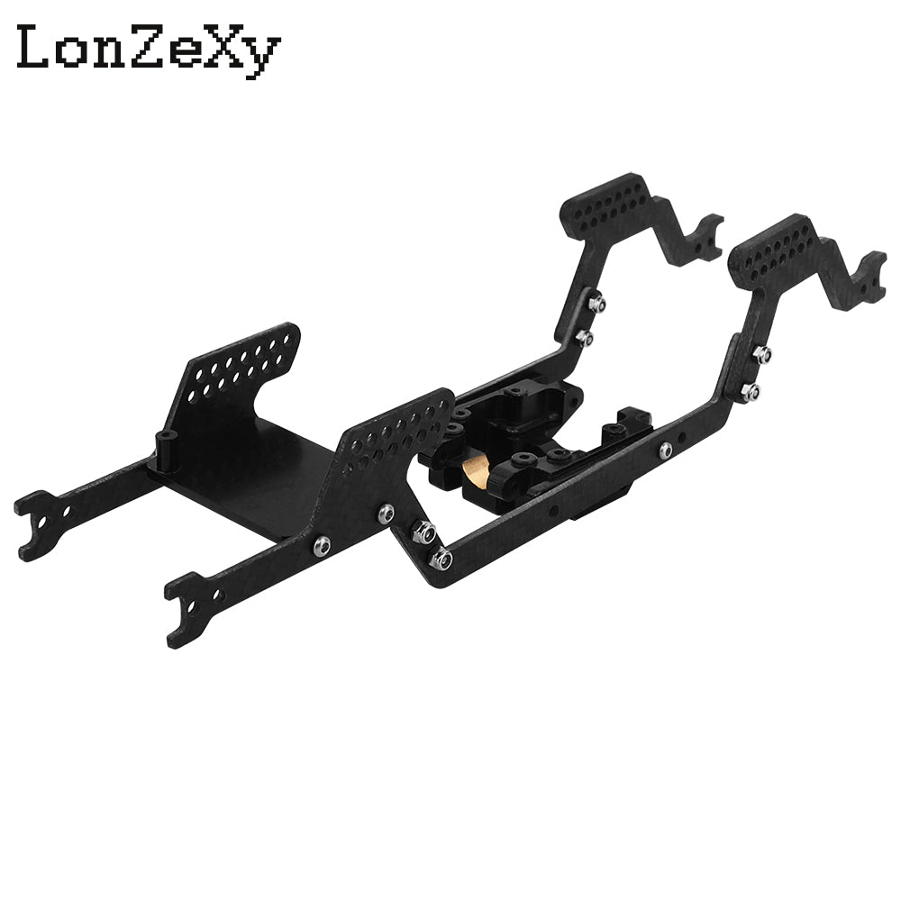 LONZEXY Universal LCG Chassis Frame Kit + Brass Skid Plate for 1/18 TRX4M (Carbon Fiber)