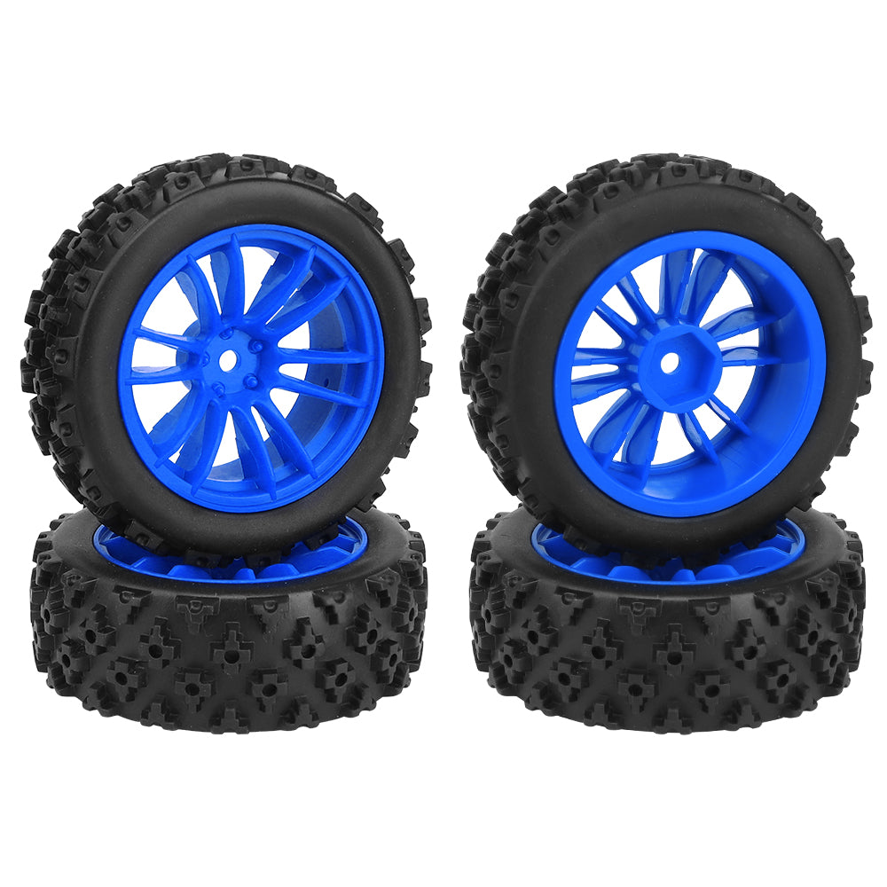 1/10 RC Off-Road Buggy Wheels 34.2g Knobby All-Terrain Rubber Tires Multi Color Plastic Rims 12mm Hex RC Upgrade Parts
