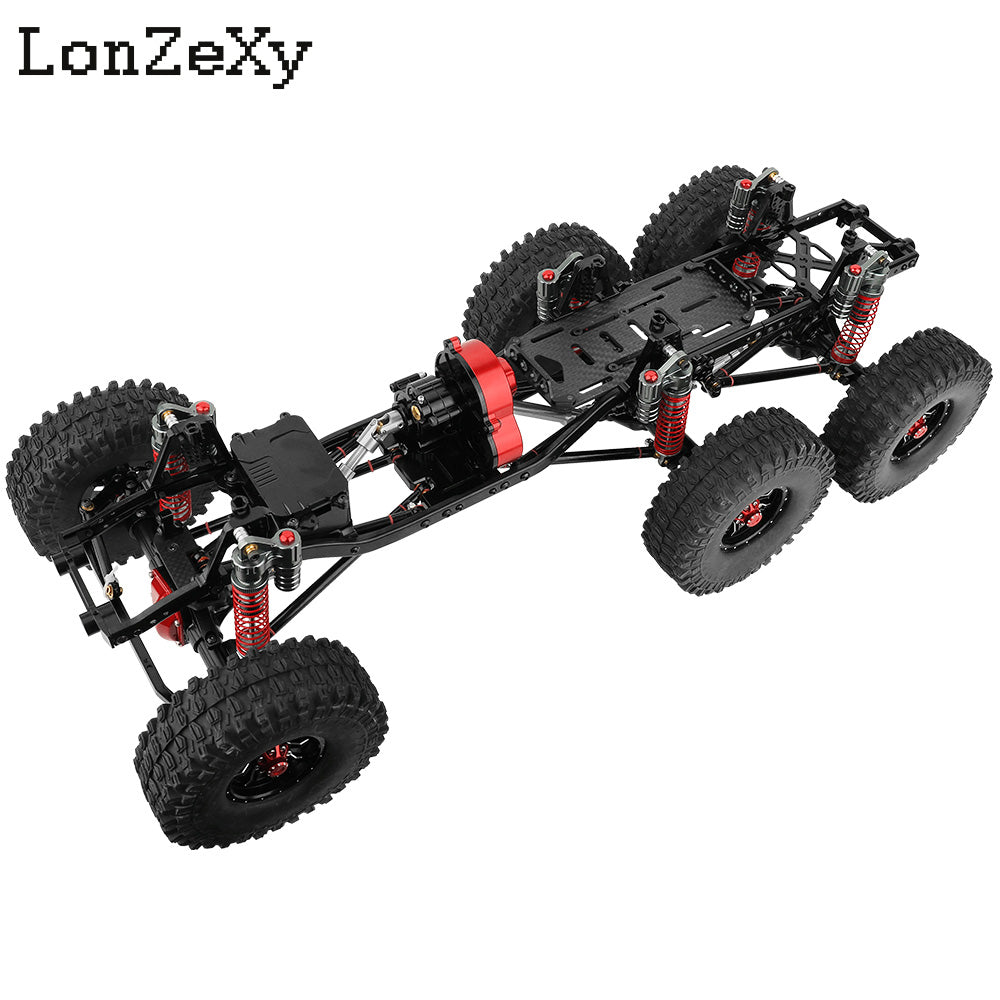 LONZEXY Wheelbase 450mm  6x6 Frame Set +Transmission Front Middle Rear Axle for SCX10