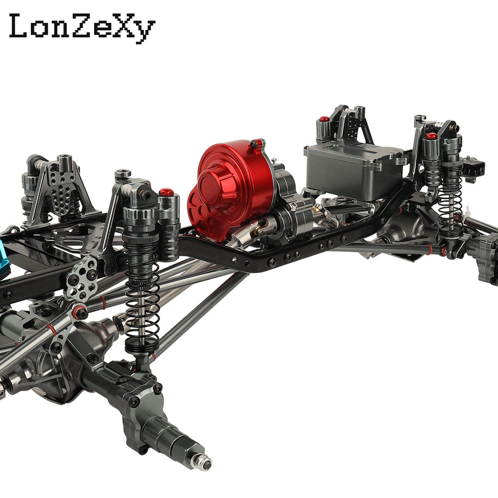 LONZEXY Metal 6x6 Frame+Front Middle Rear Axles+Gearbox + Battery Tray for SCX10 II