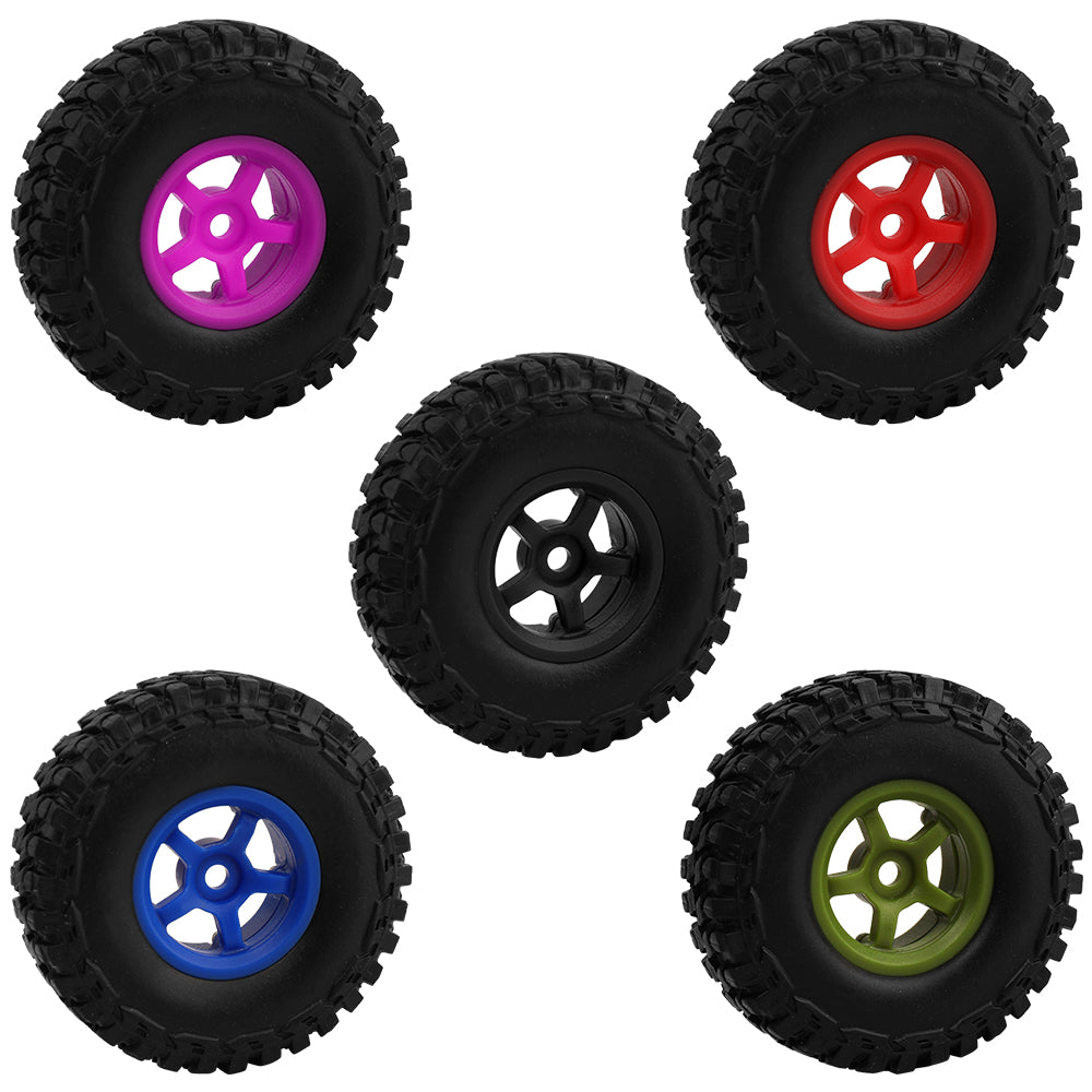 LonZeXy 1.0 inch Plastic Wheel Hub Rims or with Rubber Tires 4PCS For 1/24 SCX24 1/28 RC Off-Road Buggy Mini Model Truck 29.6mm Diameter Colorful RC Car Replacement Parts Style I