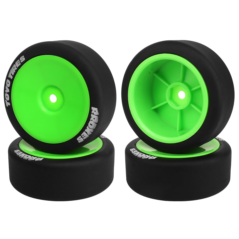 1/10 RC On-Road Drift Car Wheels Smooth Drift Rubber Tires Multi-Color Plastic Rim RC Racing Upgrade Parts