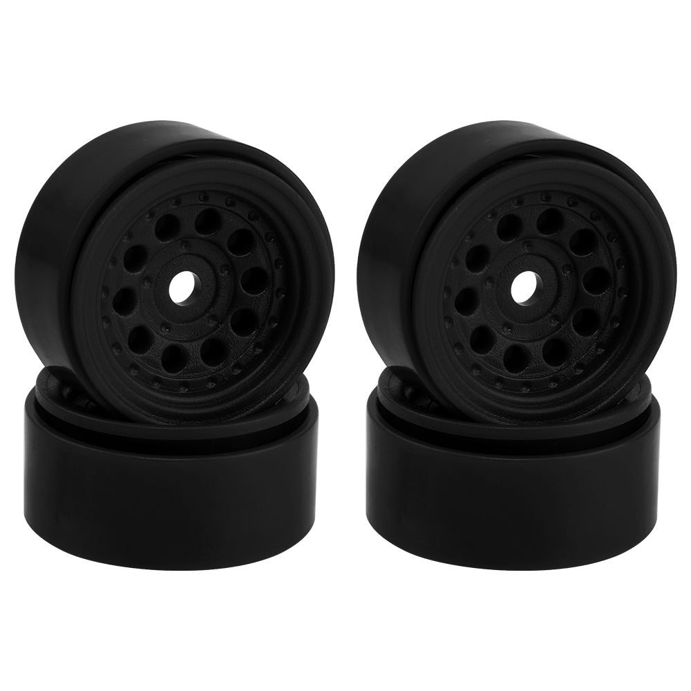 LonZeXy 1.0 inch Plastic Wheel Hub Rims or with Rubber Tires 4PCS For 1/24 SCX24 1/28 RC Off-Road Buggy Mini Model Truck 29.6mm Diameter Colorful RC Car Replacement Parts Style A