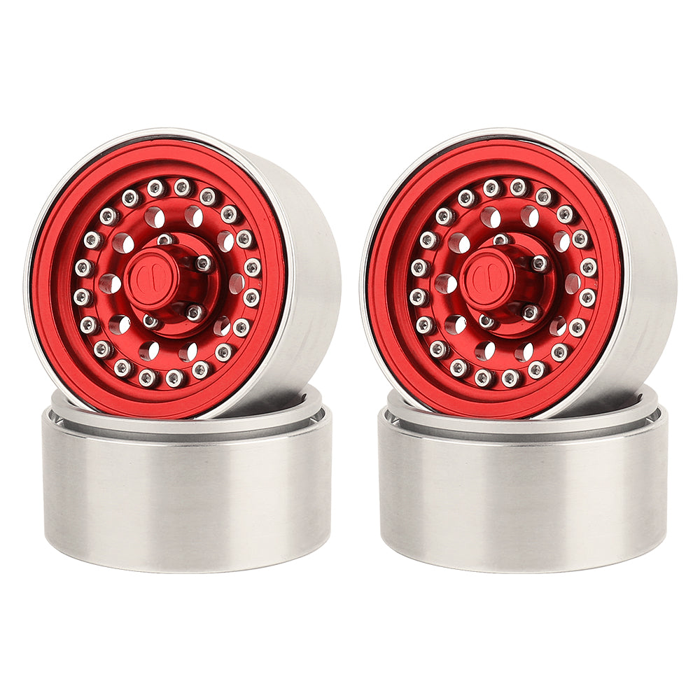 LonZeXy 1.9 Inch CNC Aluminum Beadlock Wheel Rims Rubber Tires Set For 1/10 RC Crawler Axial SCX10 Off Road Climbing Car Alloy Modification Wheels Multiple Color Options