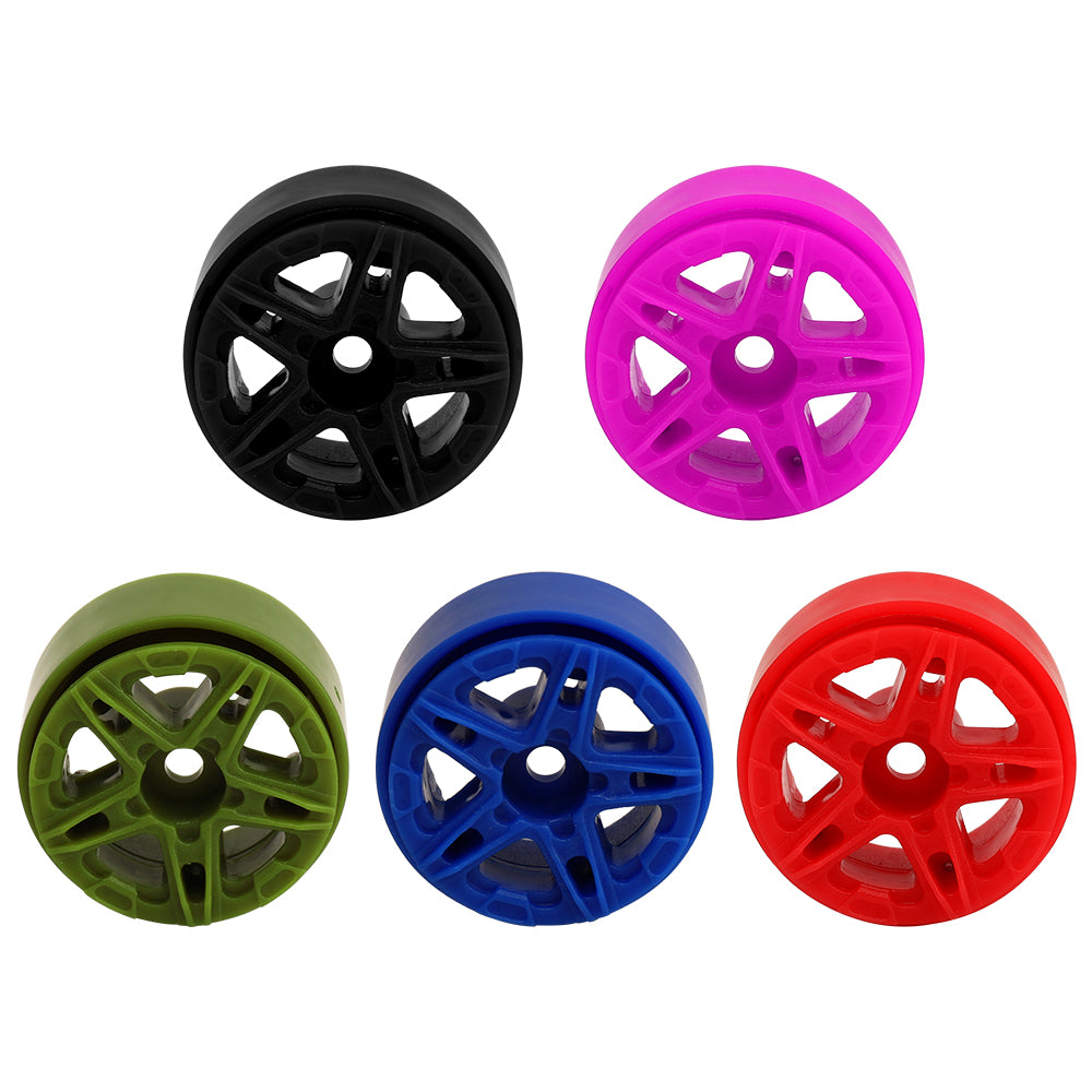 LonZeXy 1.0 inch Plastic Wheel Hub Rims or with Rubber Tires 4PCS For 1/24 SCX24 1/28 RC Off-Road Buggy Mini Model Truck 29.6mm Diameter Colorful RC Car Replacement Parts Style K