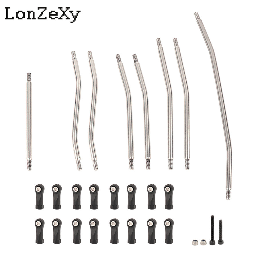LONZEXY Wheelbase Stainless Steel Rod Links Set for 1/10 Axial SCX10 & SCX10 II 90046