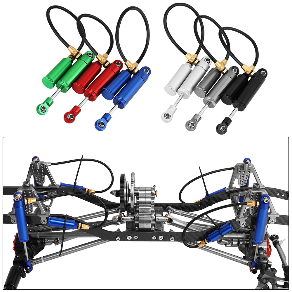 LonZeXy 4PCS Remote Reservoir Negative Pressure Shock Absorber 70/80/90/100/110mm Oil Damper For Axial SCX10 TRX4 TRX6 Wraith 1/10 RC Crawler Upgrade Parts