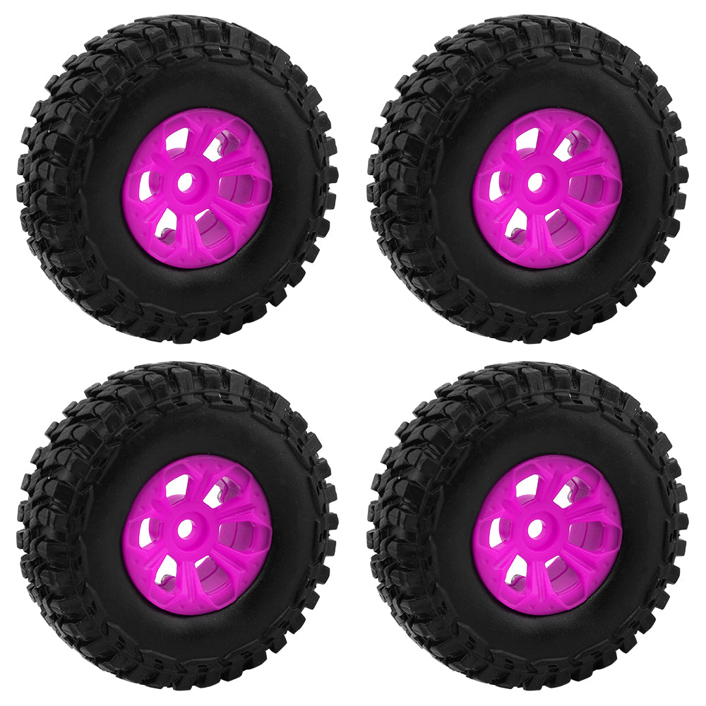 LonZeXy 1.0 inch Plastic Wheel Hub Rims or with Rubber Tires 4PCS For 1/24 SCX24 1/28 RC Off-Road Buggy Mini Model Truck 29.6mm Diameter Colorful RC Car Replacement Parts Style G
