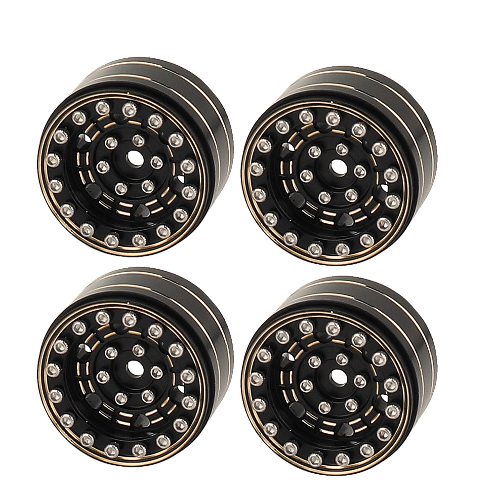 LonZeXy 1/18 1/24 RC Crawler Brass Wheel Rims 4Pcs Black Gold Heavy Weight Wheel Hub with Tires RC Model Upgrade Parts