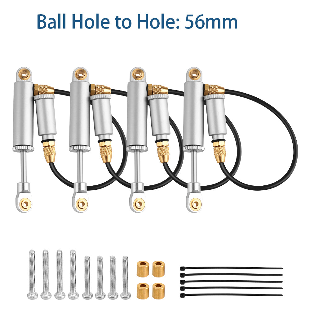 LonZeXy 4PCS Remote Reservoir Negative Pressure Shock Absorber 56/63/68/75/80mm Oil Damper For Traxxas TRX4M 1/18 RC Crawler Car Upgrade Aluminum Suspension Parts