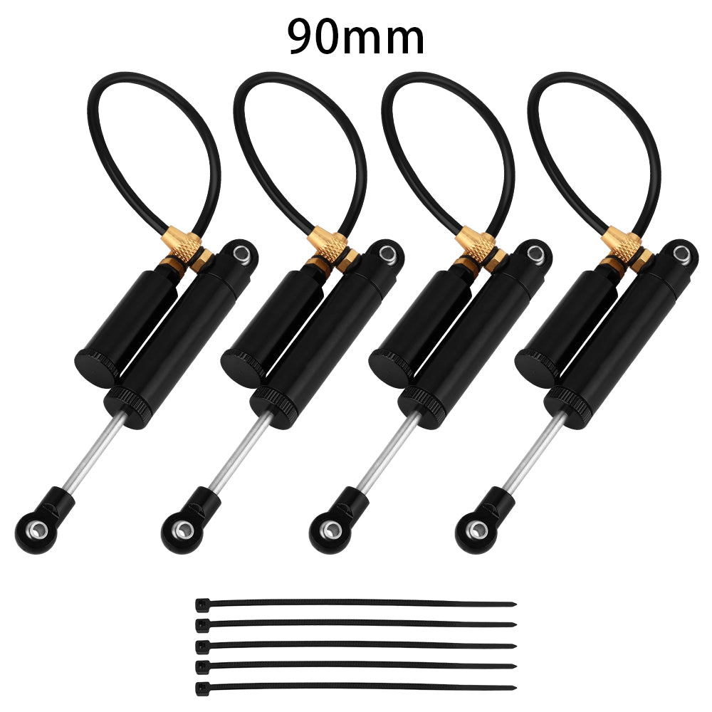 LonZeXy 4PCS Remote Reservoir Negative Pressure Shock Absorber 70/80/90/100/110mm Oil Damper For Axial SCX10 TRX4 TRX6 Wraith 1/10 RC Crawler Upgrade Parts