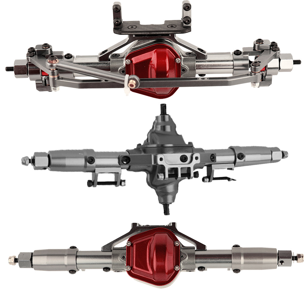 LonZeXy CNC Aluminum Front Rear Axle Complete Set 38T 13T Hardened Steel Gear Differential Axle Housing For 1/10 Axial SCX10 Gen1 RC Crawler Car Metal Upgrade Accessories