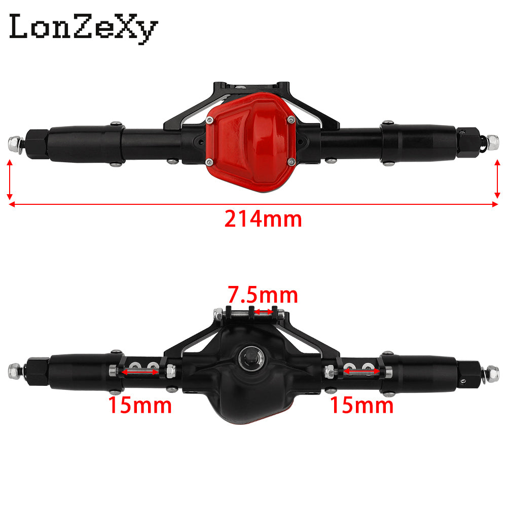 Lonzexy Aluminum Complete Axle Set + Enhanced Axle Shaft for Axial SCX10 RC4WD D90 (Black Front+Rear)