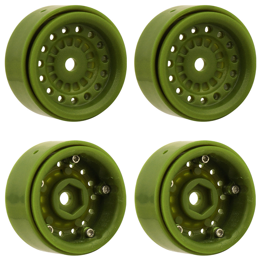 LonZeXy 1.0 inch Plastic Wheel Hub Rims or with Rubber Tires 4PCS For 1/24 SCX24 1/28 RC Off-Road Buggy Mini Model Truck 29.6mm Diameter Colorful RC Car Replacement Parts Style D