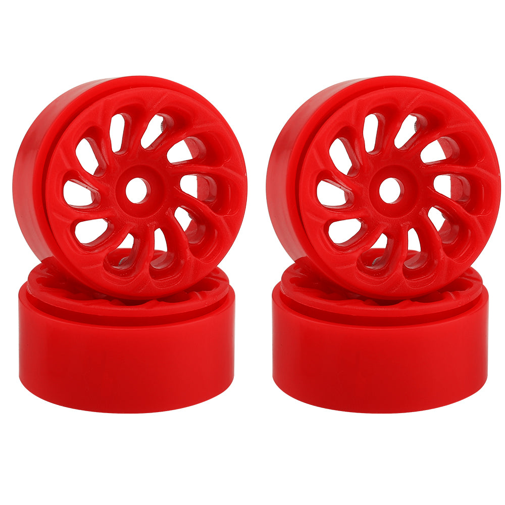 LonZeXy 1.0 inch Plastic Wheel Hub Rims or with Rubber Tires 4PCS For 1/24 SCX24 1/28 RC Off-Road Buggy Mini Model Truck 29.6mm Diameter Colorful RC Car Replacement Parts Style P