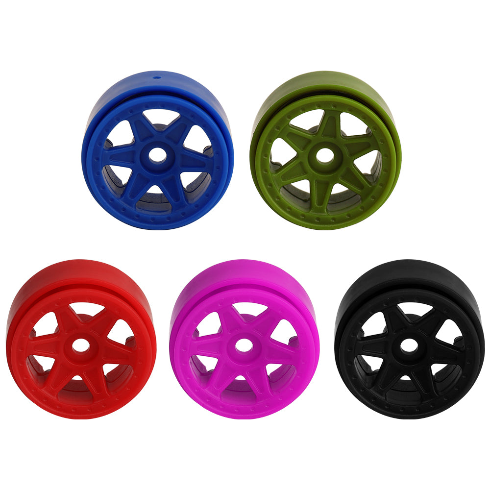 LonZeXy 1.0 inch Plastic Wheel Hub Rims or with Rubber Tires 4PCS For 1/24 SCX24 1/28 RC Off-Road Buggy Mini Model Truck 29.6mm Diameter Colorful RC Car Replacement Parts Style L