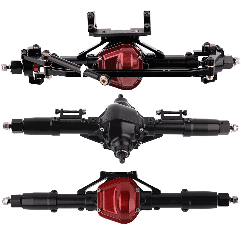 LonZeXy CNC Aluminum Front Rear Axle Complete Set 38T 13T Hardened Steel Gear Differential Axle Housing For 1/10 Axial SCX10 Gen1 RC Crawler Car Metal Upgrade Accessories