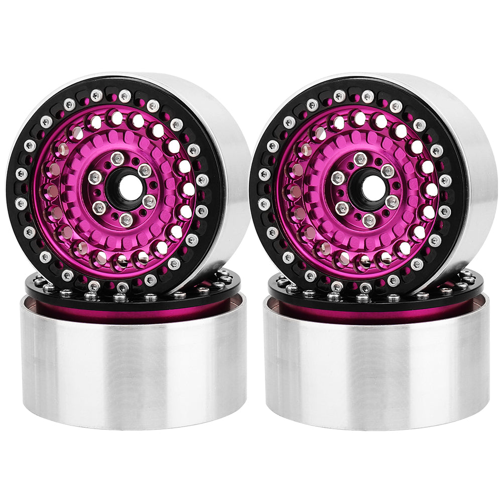 LonZeXy 2.2 Inch CNC Aluminum Beadlock Wheel Rims 114.8g For 1/10 RC Crawler, Replacement Wheel Hub For SCX10 TRX4