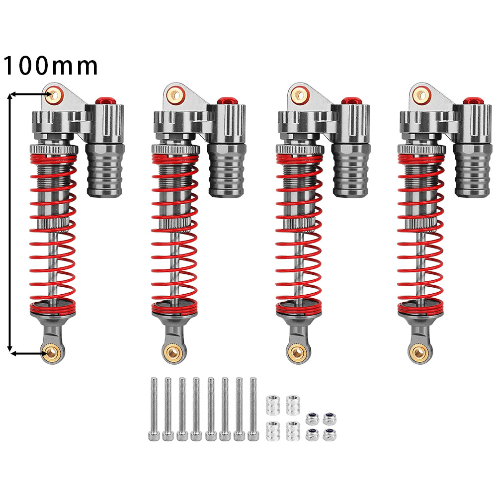 LonZeXy 4PCS 1/10 RC Crawler Piggyback Oil Shock Absorber 70/80/90/100/110/120mm Dual Spring Adjustable Damper For Axial SCX10 TRX4 D90 RC Off-Road Car Upgrade Parts
