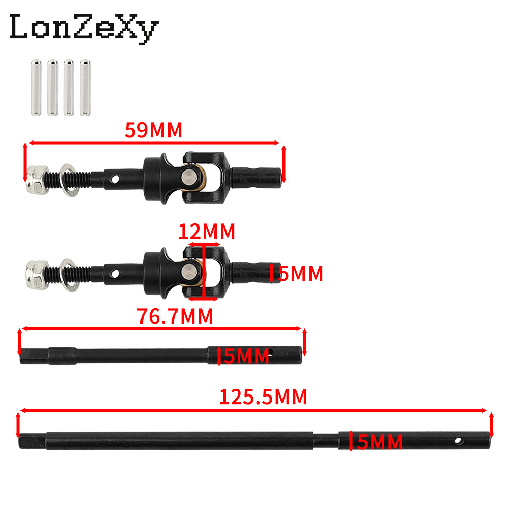 LONZEXY Steel Heightening Front Rear CVD DriveShaft Axle For 1/10  Axial Wraith RR10 90048