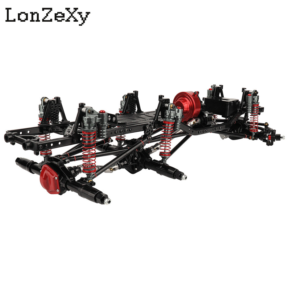 LONZEXY Wheelbase 450mm  6x6 Frame Set +Transmission Front Middle Rear Axle for SCX10