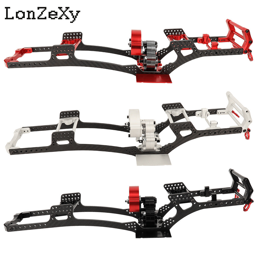 LONZEXY Fiber Frame Rails+Front Bumper Pull Rod Coupler Refit Set for SCX10 II