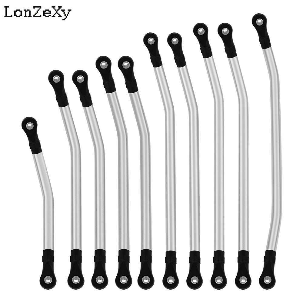 LONZEXY 10PCS Metal RC Links Upper + Lower Set With Plastic Rod For SCX10 II