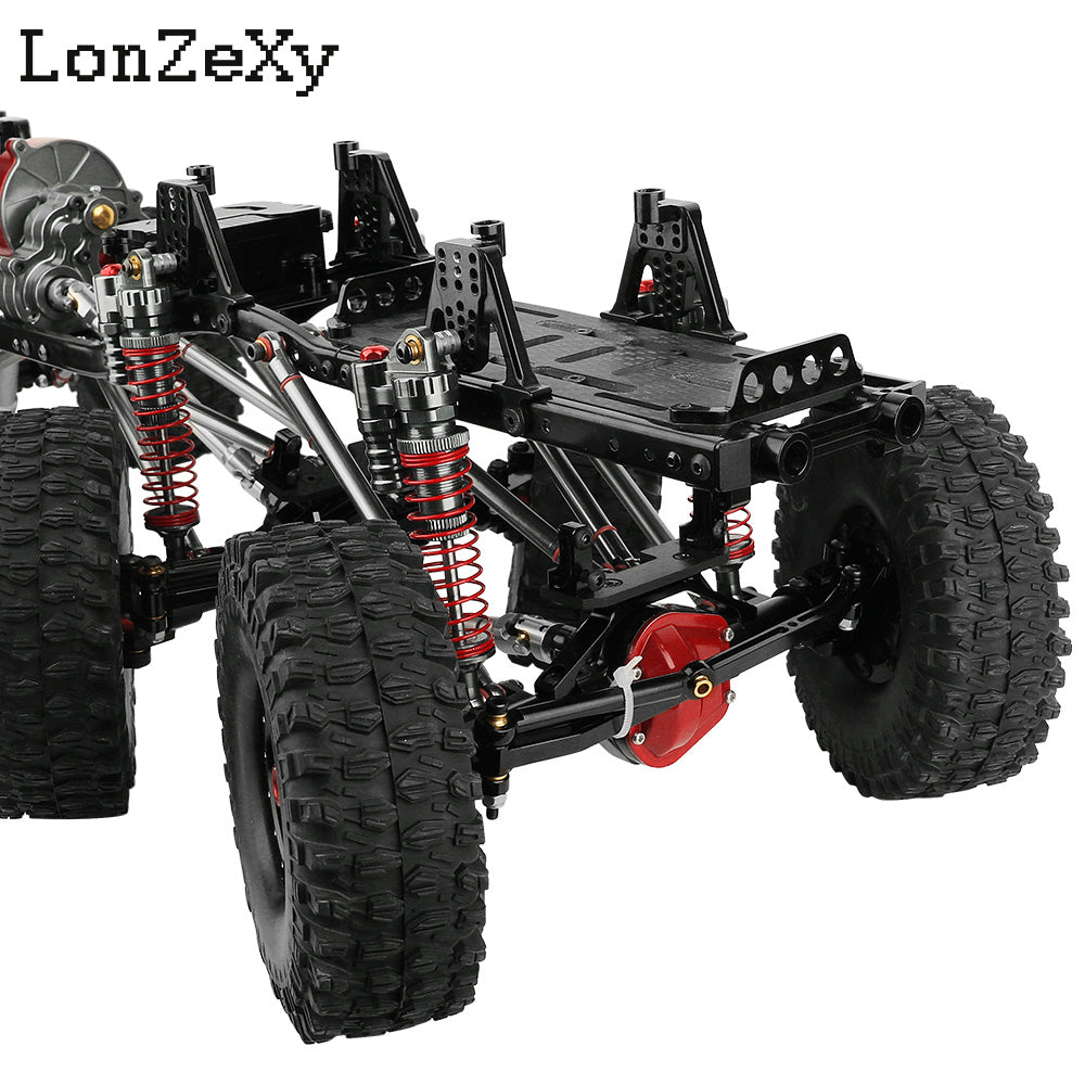 LONZEXY DIY 6x6 Frame+2 Front Steering Axles+Middle Axle Transmission 2 Battery Trays for SCX10