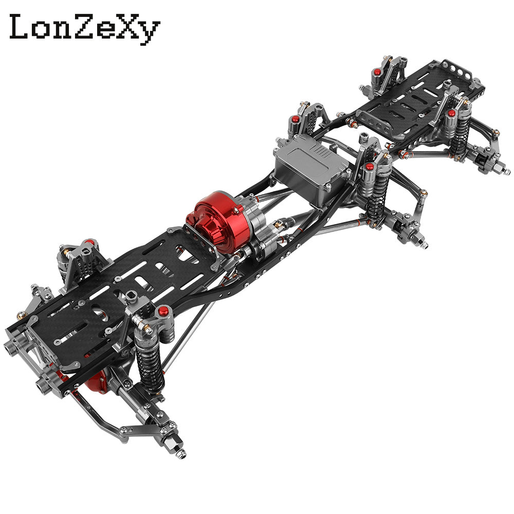 LONZEXY 6x6 Frame Set+Transmission Front Middle Rear Axle for 1/10 SCX10
