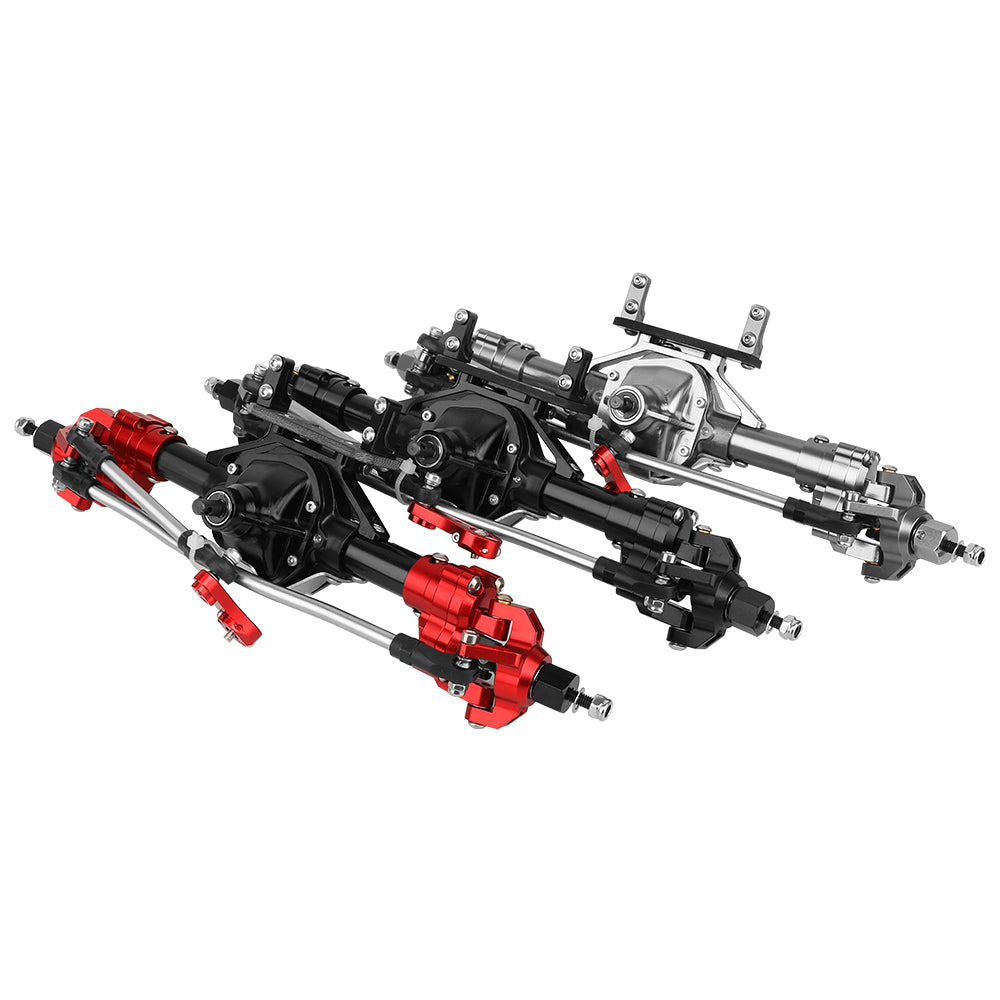 LonZeXy CNC Aluminum Portal Middle Axle With Steering Link Option, Metal Portal Axle For 1/10 SCX10 6x6 RC Crawler Chassis Upgrade Parts